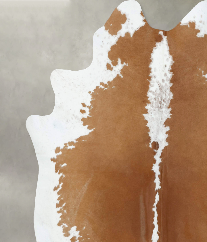 Beige and White XX-Large Brazilian Cowhide Rug 7'10"H x 7'4"W #B18126 by Hudson Hides