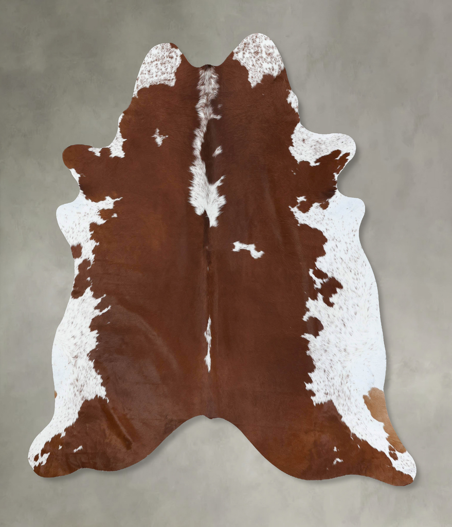 Brown and White Regular XX-Large Brazilian Cowhide Rug 7'7"H x 6'11"W #B18133 by Hudson Hides