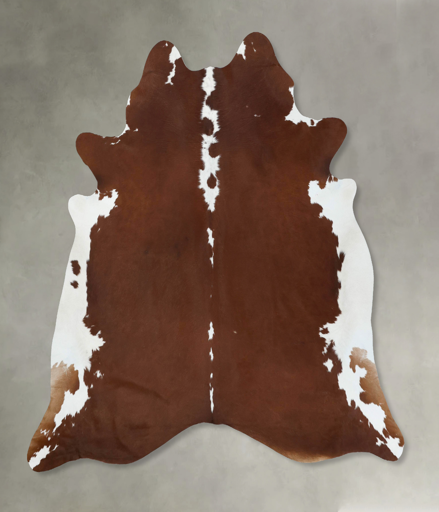 Brown and White Regular XX-Large Brazilian Cowhide Rug 7'6"H x 6'11"W #B18145 by Hudson Hides