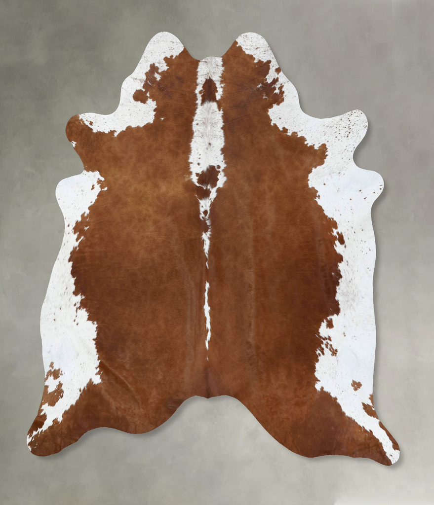 Brown and White Regular XX-Large Brazilian Cowhide Rug 7'7"H x 7'0"W #B18147 by Hudson Hides