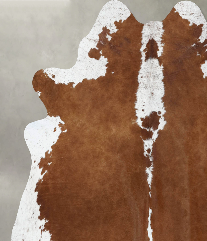 Brown and White Regular XX-Large Brazilian Cowhide Rug 7'7"H x 7'0"W #B18147 by Hudson Hides