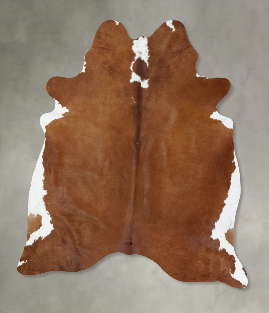 Brown and White Regular XX-Large Brazilian Cowhide Rug 7'7"H x 6'11"W #B18181 by Hudson Hides