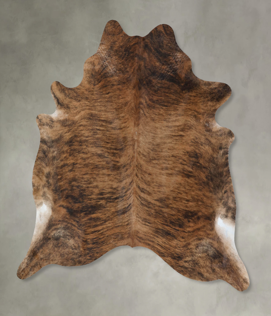 Medium Brindle XX-Large Brazilian Cowhide Rug 8'1"H x 7'0"W #B18378 by Hudson Hides
