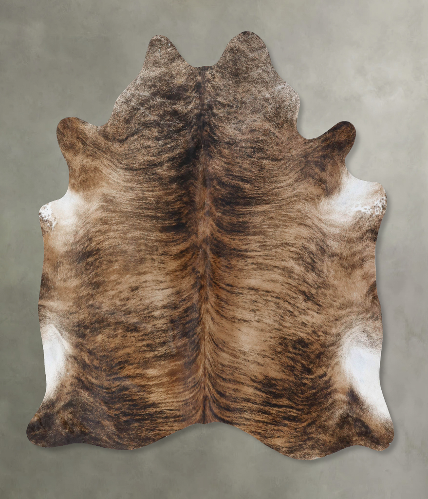 Medium Brindle X-Large Brazilian Cowhide Rug 7'1"H x 6'4"W #B18418 by Hudson Hides