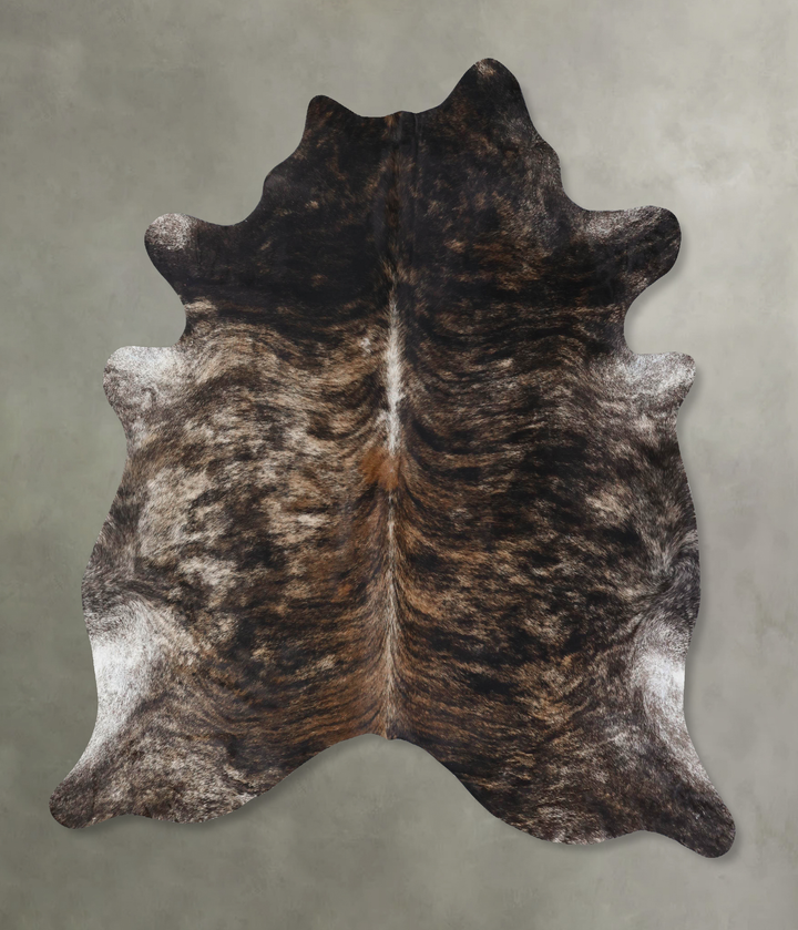 Dark Brindle XX-Large Brazilian Cowhide Rug 7'8"H x 6'11"W #B18419 by Hudson Hides