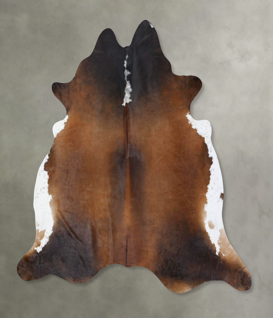 Chocolate and White XX-Large Brazilian Cowhide Rug 7'1"H x 7'2"W #B18435 by Hudson Hides