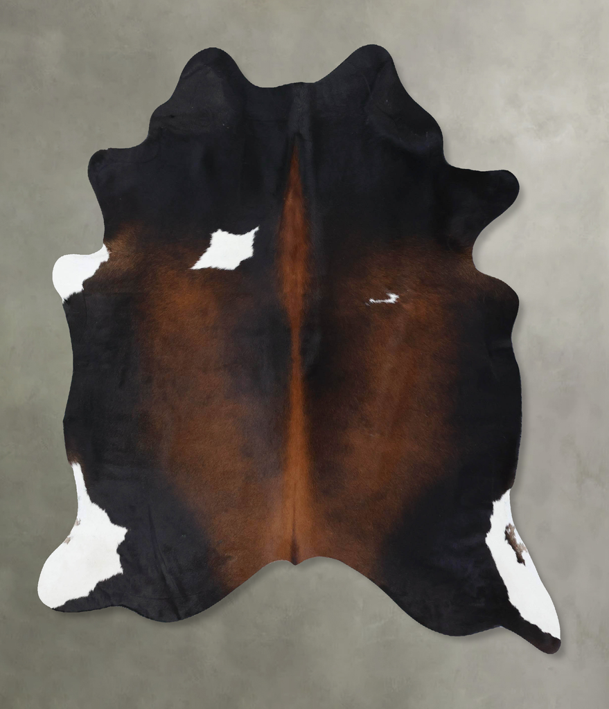 Chocolate and White Large Brazilian Cowhide Rug 6'4"H x 5'6"W #B18437 by Hudson Hides