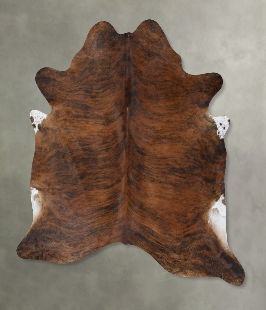 Medium Brindle XX-Large Brazilian Cowhide Rug 8'0"H x 6'8"W #B18448 by Hudson Hides