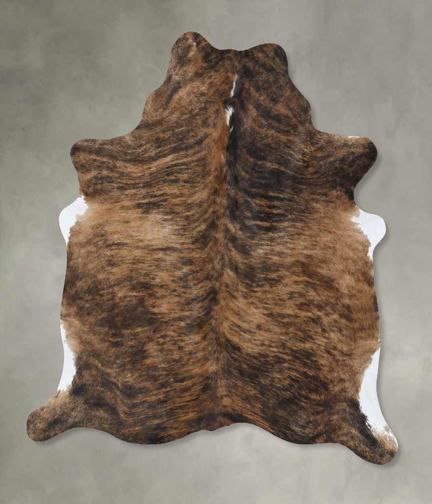 Medium Brindle Large Brazilian Cowhide Rug 6'6"H x 5'4"W #B18473 by Hudson Hides