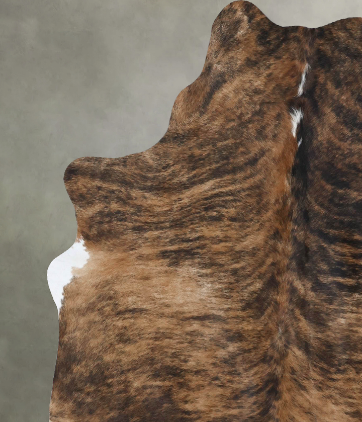 Medium Brindle Large Brazilian Cowhide Rug 6'6"H x 5'4"W #B18473 by Hudson Hides