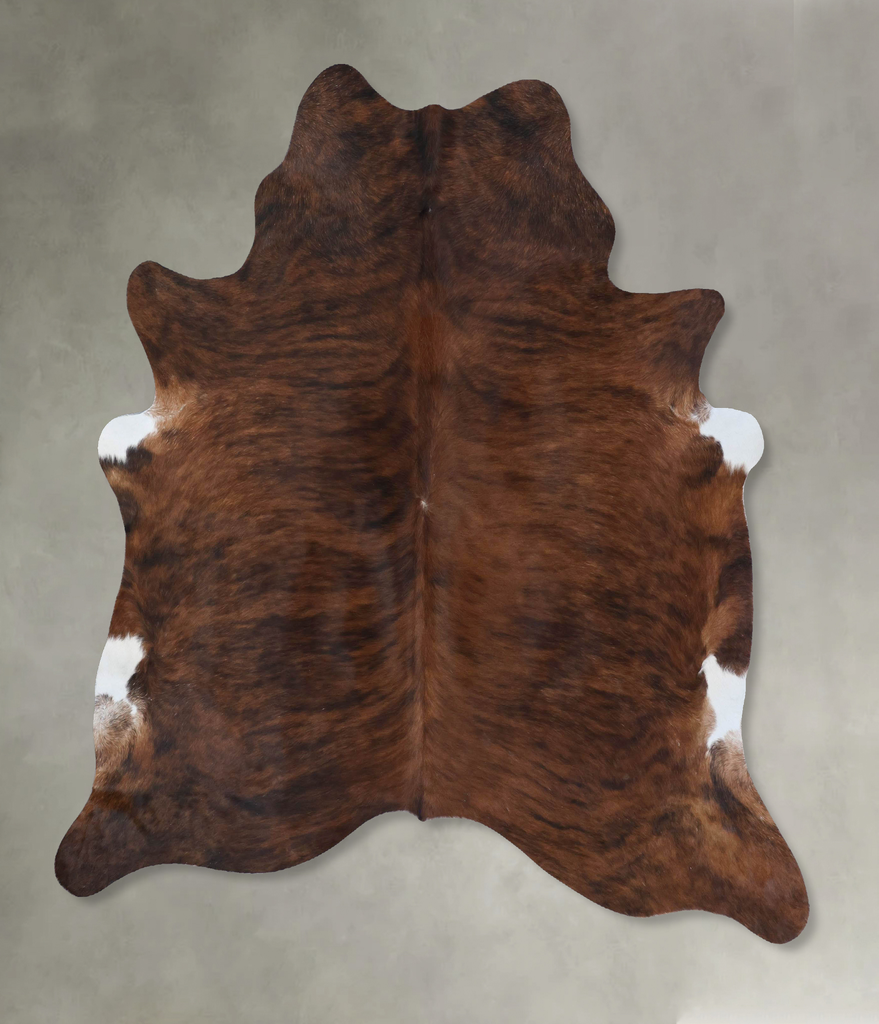 Medium Brindle X-Large Brazilian Cowhide Rug 7'1"H x 6'3"W #B18489 by Hudson Hides
