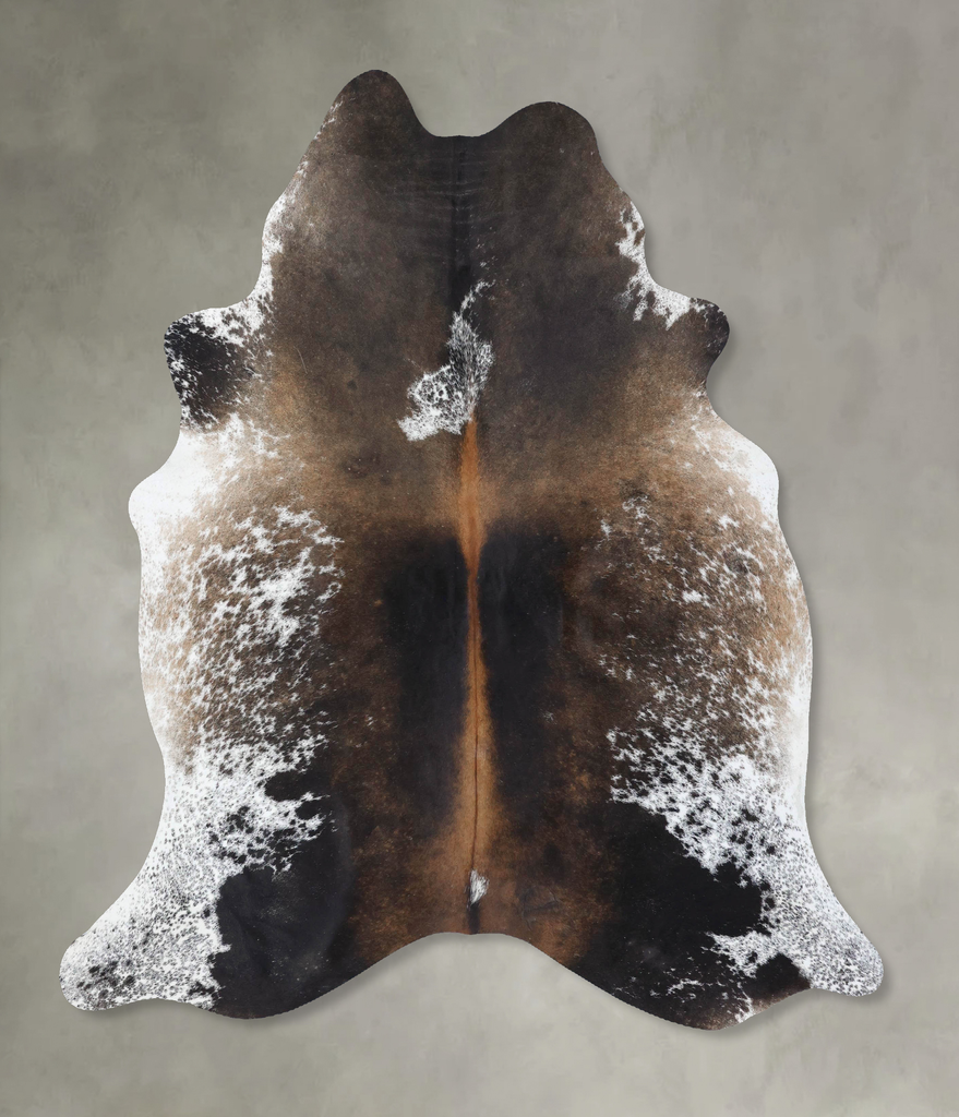 Chocolate and White X-Large Brazilian Cowhide Rug 7'4"H x 6'4"W #B18495 by Hudson Hides