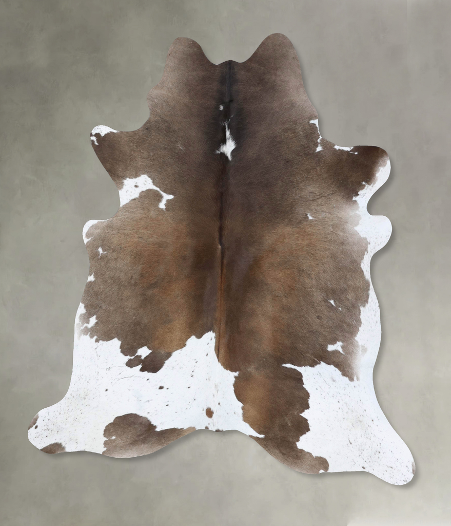 Chocolate and White X-Large Brazilian Cowhide Rug 7'6"H x 6'3"W #B18498 by Hudson Hides