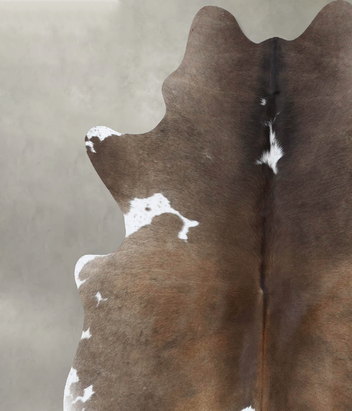 Chocolate and White X-Large Brazilian Cowhide Rug 7'6"H x 6'3"W #B18498 by Hudson Hides