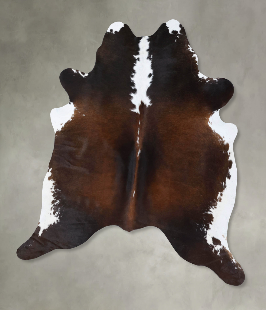 Chocolate and White X-Large Brazilian Cowhide Rug 7'1"H x 6'0"W #B18503 by Hudson Hides