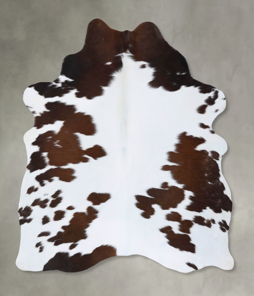 Chocolate and White Medium Brazilian Cowhide Rug 6'1"H x 4'10"W #B18505 by Hudson Hides