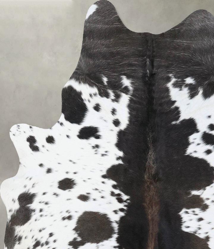 Chocolate and White Large Brazilian Cowhide Rug 6'9"H x 5'5"W #B18509 by Hudson Hides