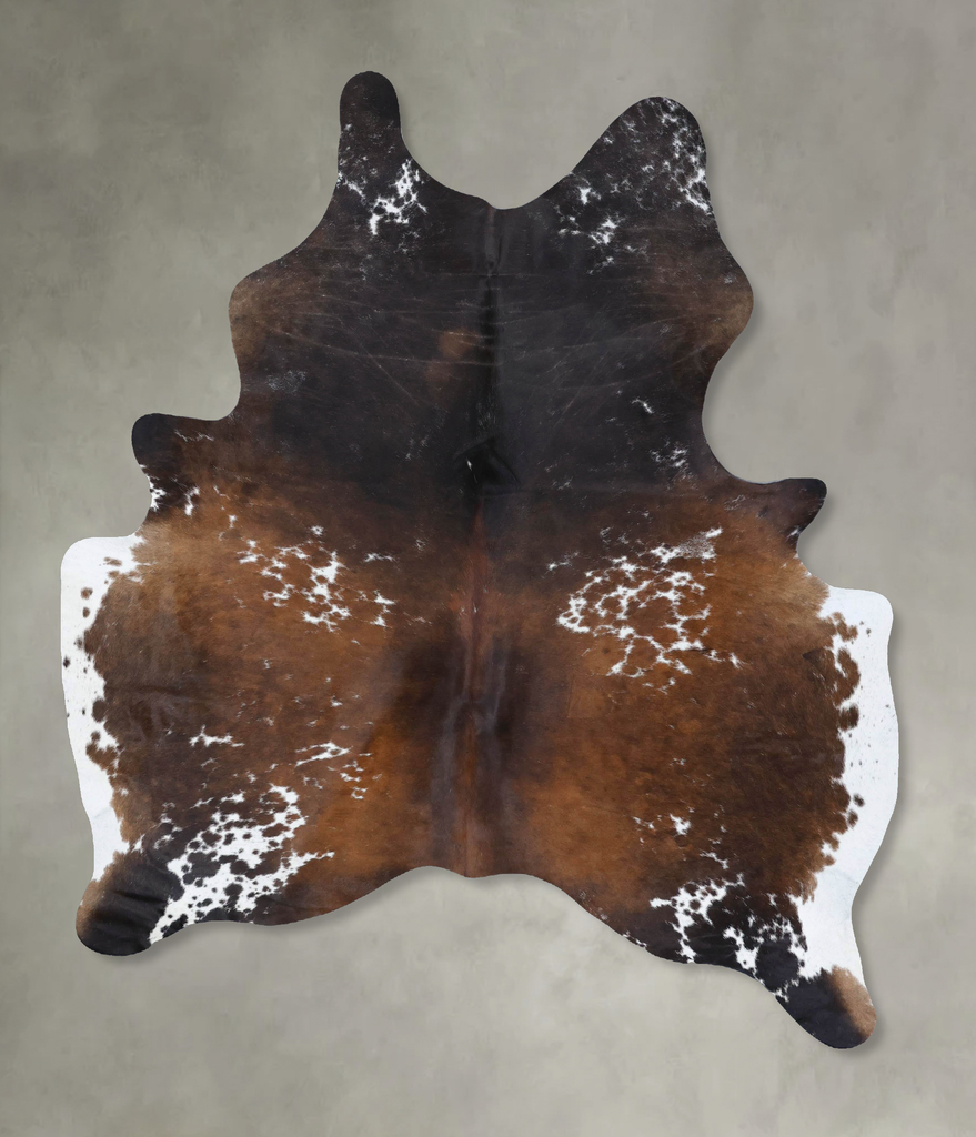 Chocolate and White X-Large Brazilian Cowhide Rug 8'1"H x 6'2"W #B18510 by Hudson Hides
