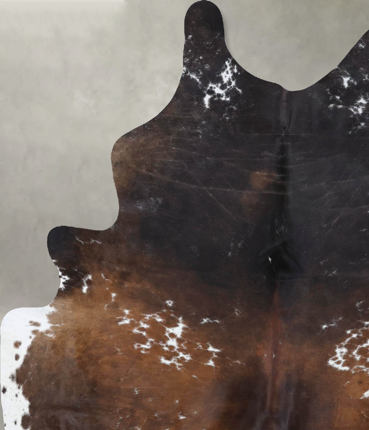 Chocolate and White X-Large Brazilian Cowhide Rug 8'1"H x 6'2"W #B18510 by Hudson Hides