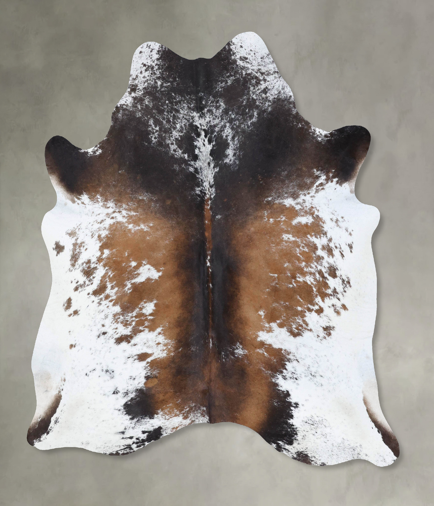 Chocolate and White X-Large Brazilian Cowhide Rug 7'0"H x 6'1"W #B18512 by Hudson Hides