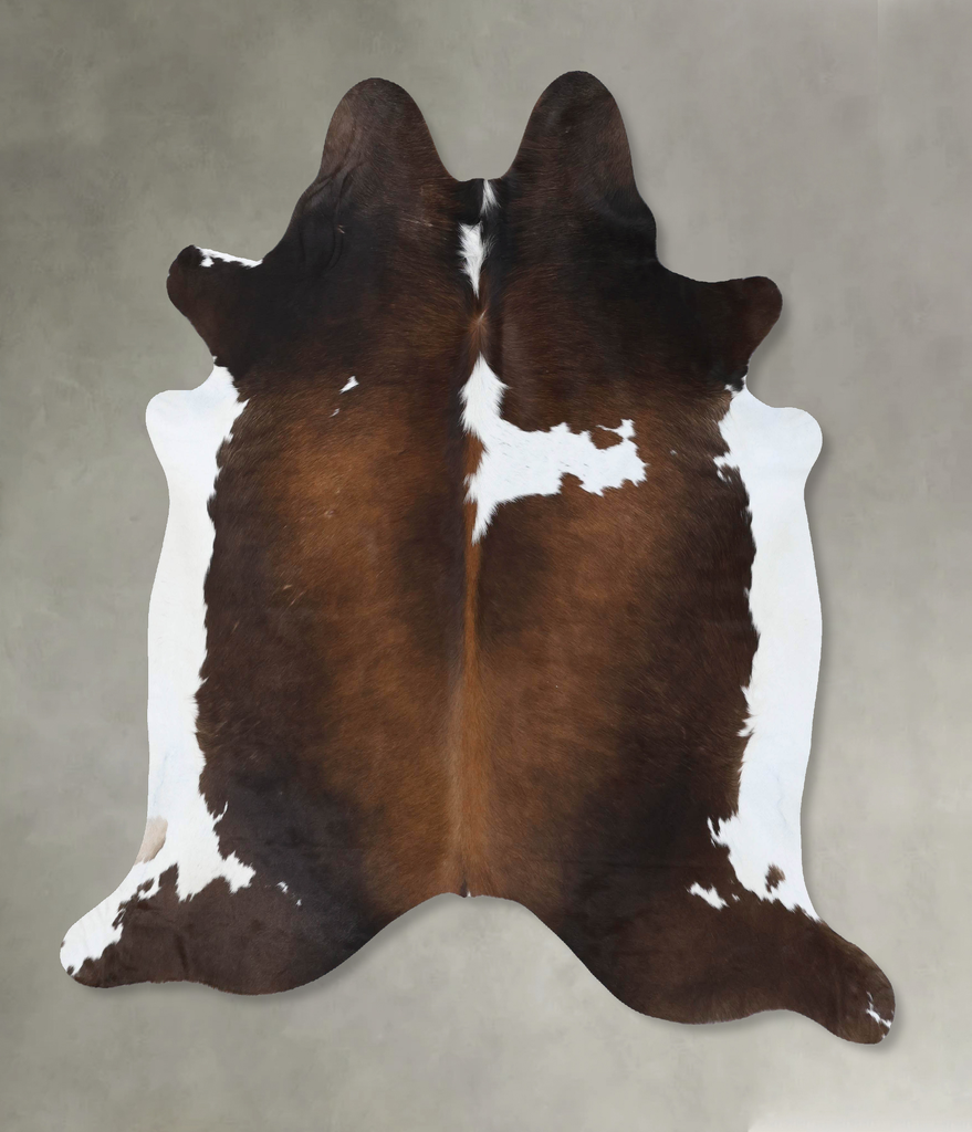 Chocolate and White X-Large Brazilian Cowhide Rug 7'0"H x 6'10"W #B18521 by Hudson Hides
