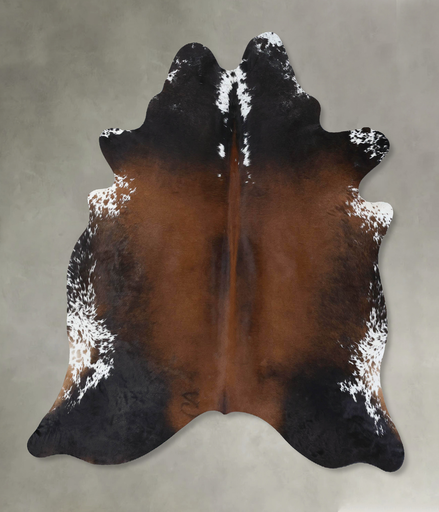Chocolate and White Large Brazilian Cowhide Rug 6'8"H x 5'9"W #B18522 by Hudson Hides
