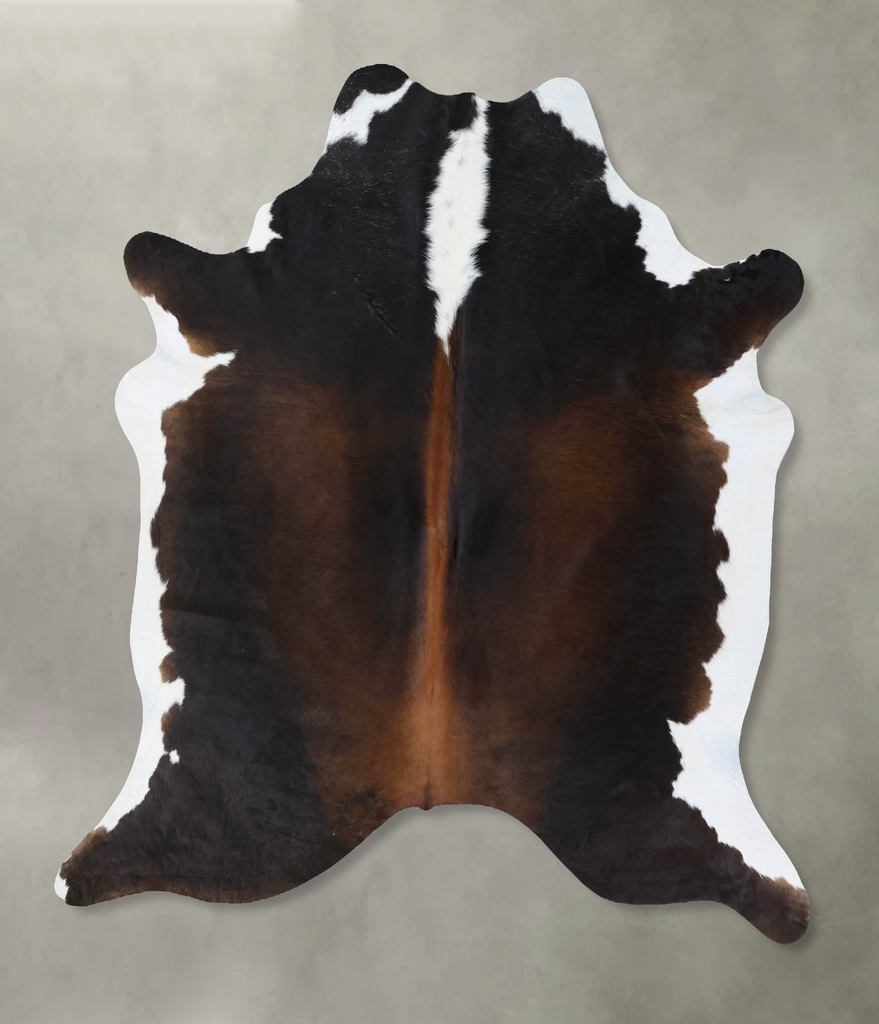 Chocolate and White X-Large Brazilian Cowhide Rug 7'1"H x 6'5"W #B18525 by Hudson Hides
