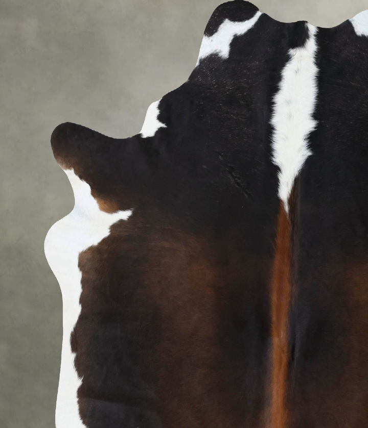 Chocolate and White X-Large Brazilian Cowhide Rug 7'1"H x 6'5"W #B18525 by Hudson Hides