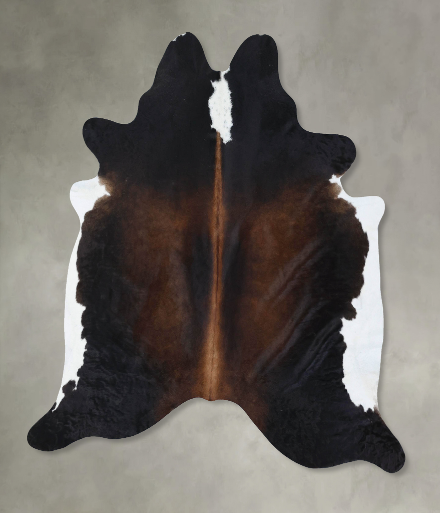 Chocolate and White X-Large Brazilian Cowhide Rug 6'10"H x 6'5"W #B18526 by Hudson Hides