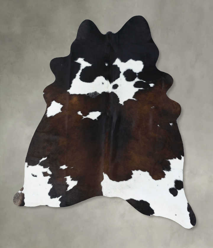 Chocolate and White Large Brazilian Cowhide Rug 6'8"H x 5'6"W #B18527 by Hudson Hides