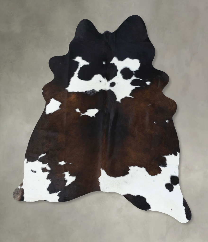 Chocolate and White Large Brazilian Cowhide Rug 6'8"H x 5'6"W #B18527 by Hudson Hides