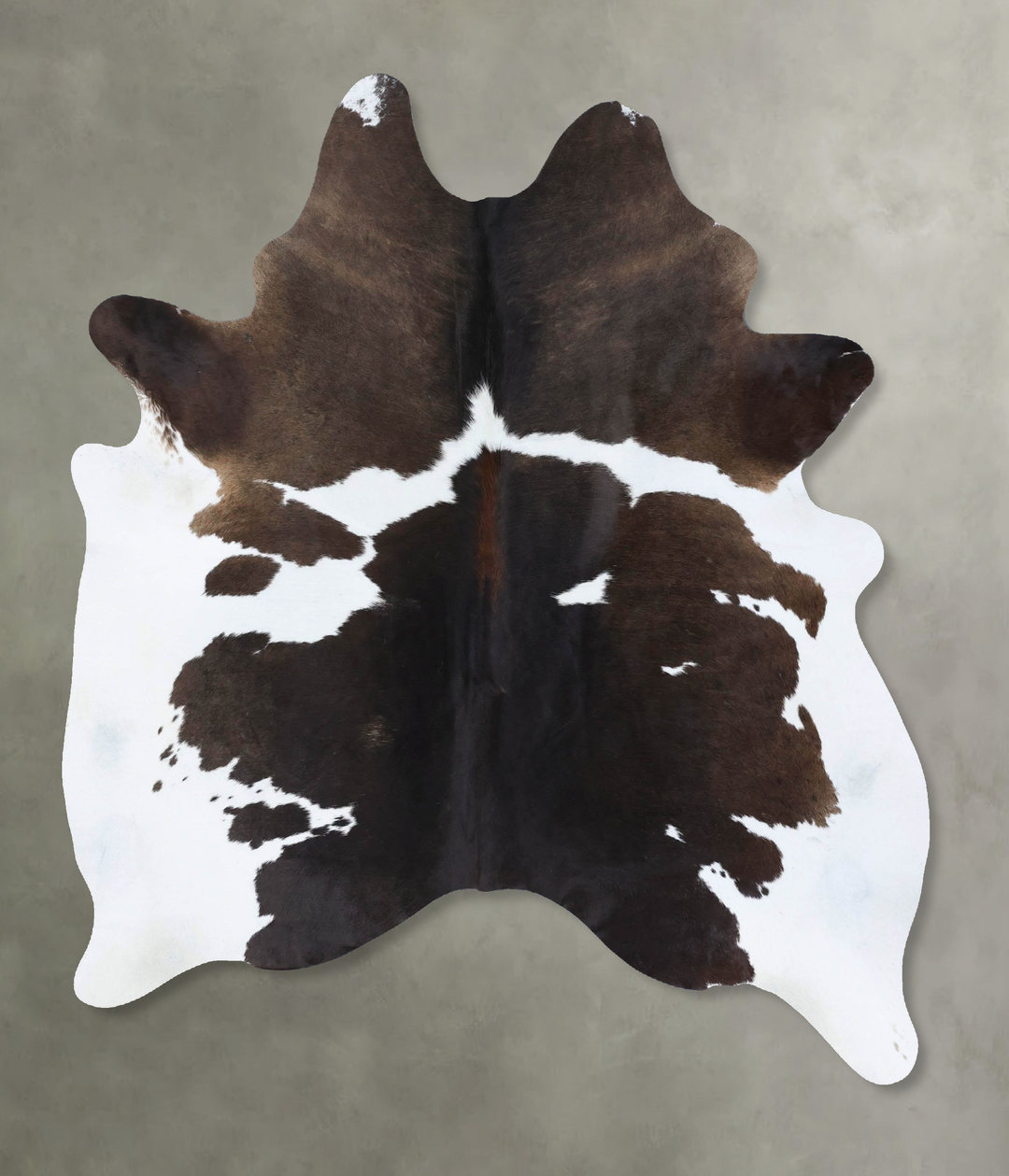 Chocolate and White Large Brazilian Cowhide Rug 7'1"H x 5'5"W #B18529 