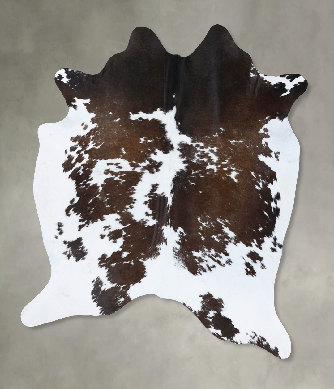 Chocolate and White X-Large Brazilian Cowhide Rug 7'0"H x 6'0"W #B1853