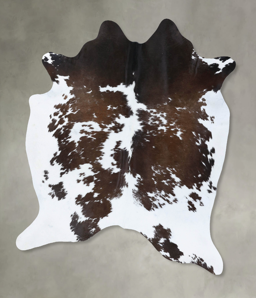 Chocolate and White X-Large Brazilian Cowhide Rug 7'0"H x 6'0"W #B18530 by Hudson Hides