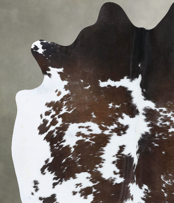 Chocolate and White X-Large Brazilian Cowhide Rug 7'0"H x 6'0"W #B18530 by Hudson Hides
