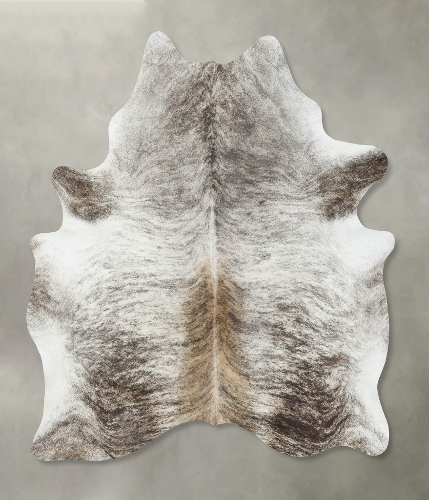 Grey Brindle Large Brazilian Cowhide Rug 6'7"H x 5'8"W #B18573 by Hudson Hides