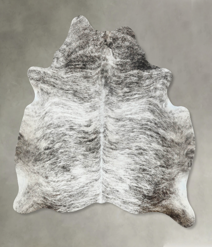 Grey Brindle Large Brazilian Cowhide Rug 6'8"H x 5'7"W #B18593 by Hudson Hides