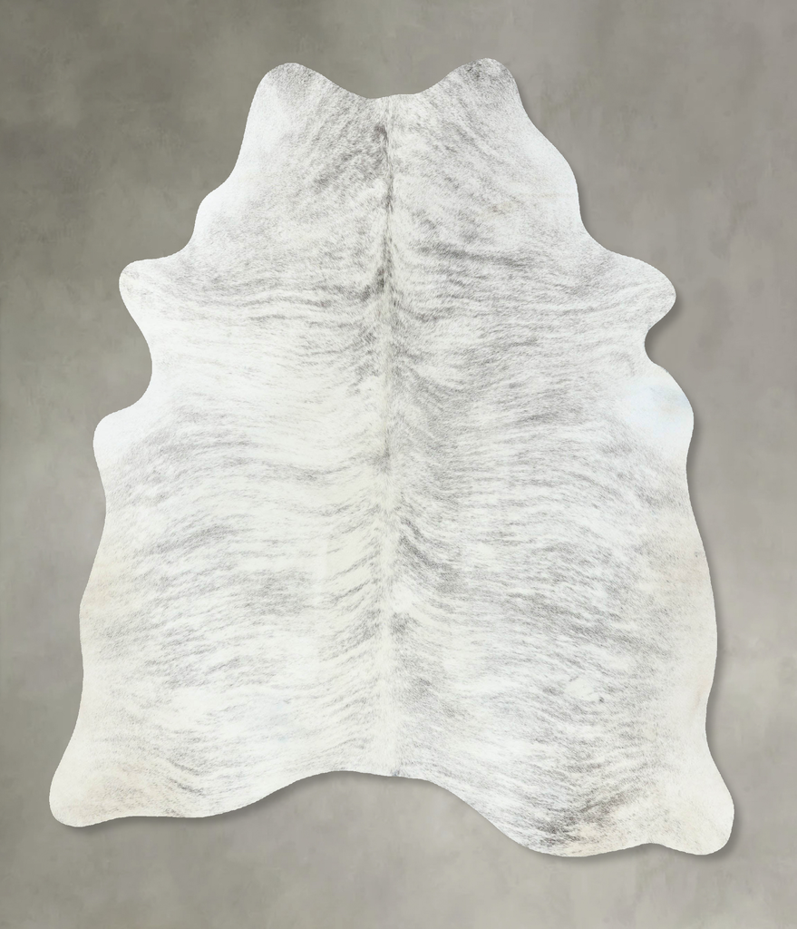 Grey Brindle Large Brazilian Cowhide Rug 6'7"H x 5'2"W #B18595 by Hudson Hides