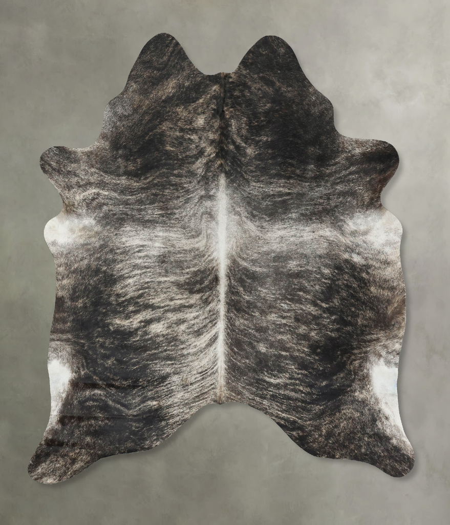 Grey Brindle Large Brazilian Cowhide Rug 6'11"H x 5'6"W #B18607 by Hudson Hides