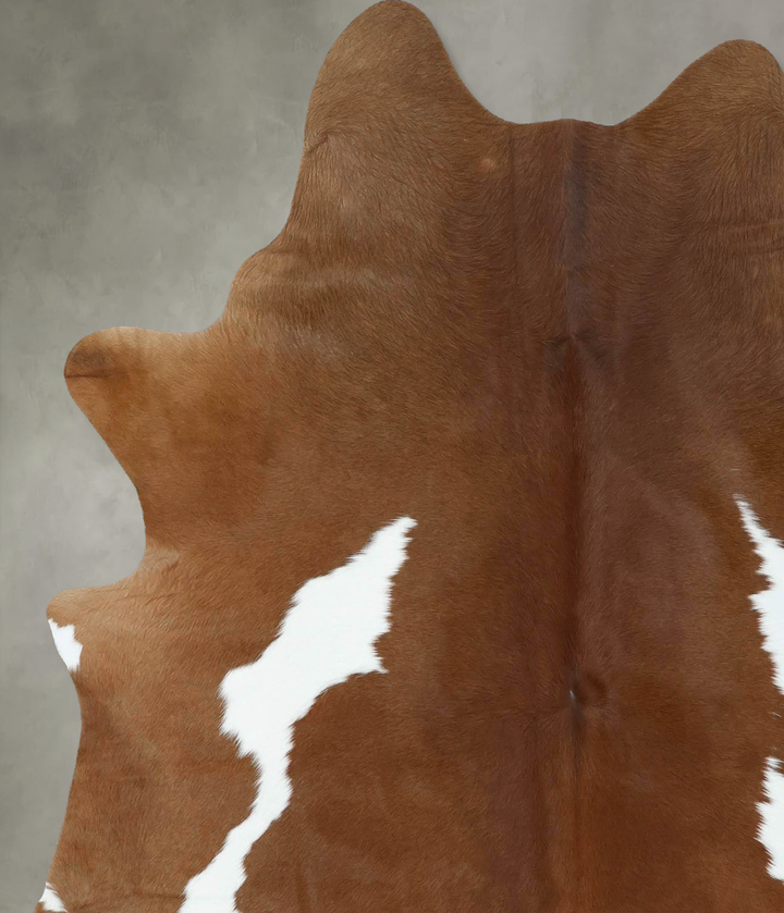 Brown and White Large Brazilian Cowhide Rug 6'10"H x 5'5"W #B18615 by Hudson Hides