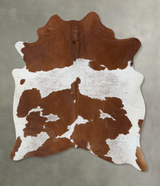 Brown and White Large Brazilian Cowhide Rug 6'10"H x 5'8"W #B18616 by Hudson Hides