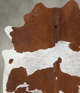 Brown and White Large Brazilian Cowhide Rug 6'10"H x 5'8"W #B18616 by Hudson Hides