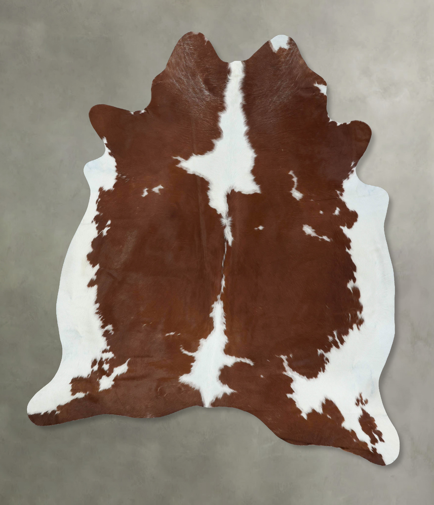 Brown and White X-Large Brazilian Cowhide Rug 7'9"H x 6'4"W #B18622 by Hudson Hides