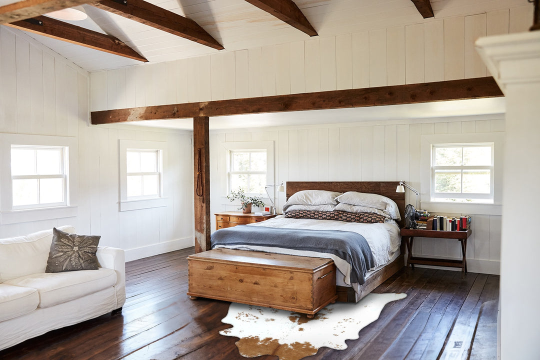 Brown and White X-Large Brazilian Cowhide Rug 7'6"H x 6'5"W #B18626 by