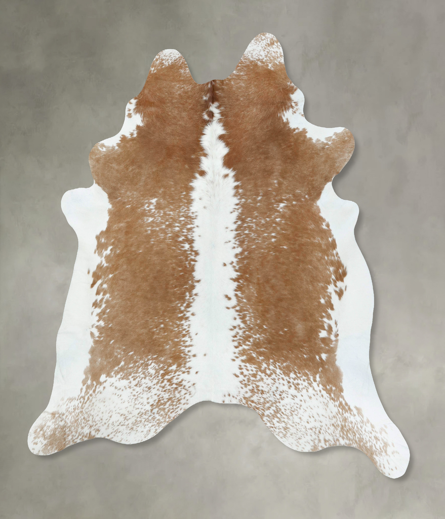 Beige and White XX-Large Brazilian Cowhide Rug 7'10"H x 6'10"W #B18627 by Hudson Hides