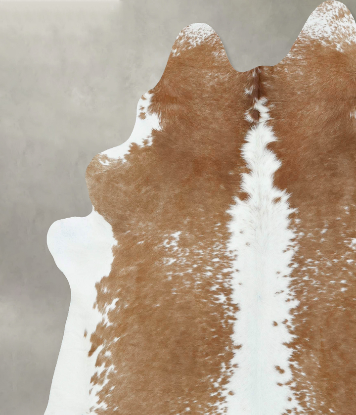 Beige and White XX-Large Brazilian Cowhide Rug 7'10"H x 6'10"W #B18627 by Hudson Hides