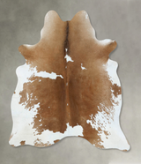 Brown and White X-Large Brazilian Cowhide Rug 6'10"H x 6'1"W #B18630 by Hudson Hides
