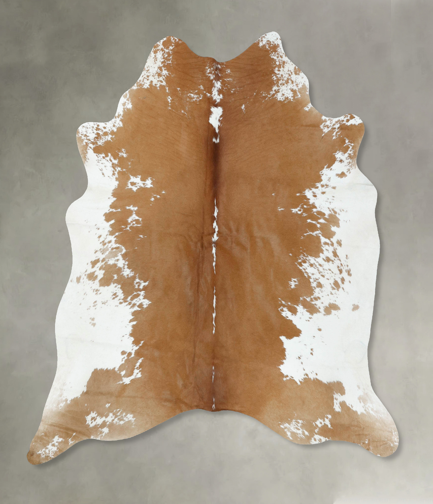 Brown and White X-Large Brazilian Cowhide Rug 6'11"H x 6'3"W #B18631 by Hudson Hides