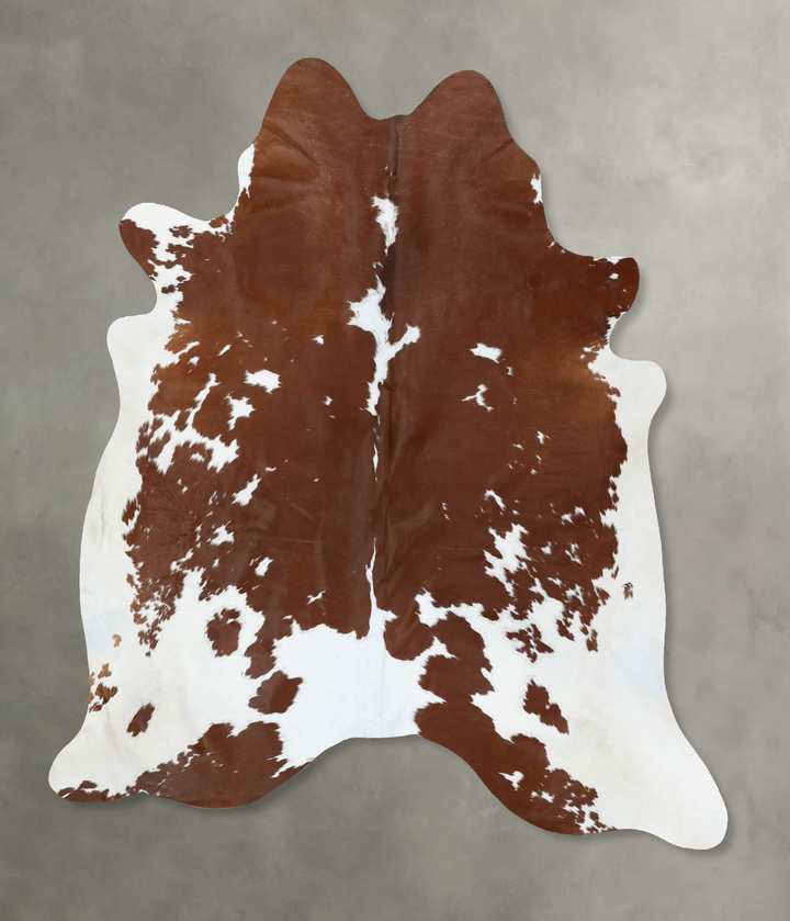 Brown and White X-Large Brazilian Cowhide Rug 7'1"H x 6'4"W #B18633 by Hudson Hides