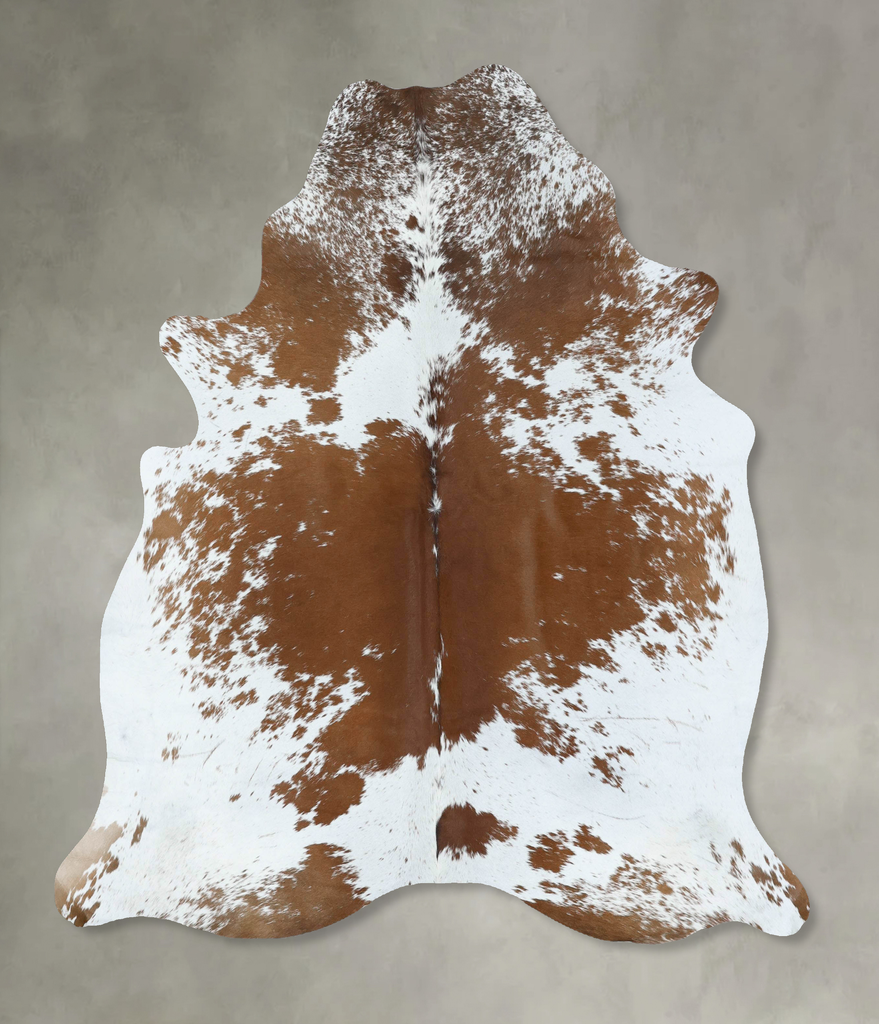 Brown and White X-Large Brazilian Cowhide Rug 7'2"H x 6'1"W #B18638 by Hudson Hides